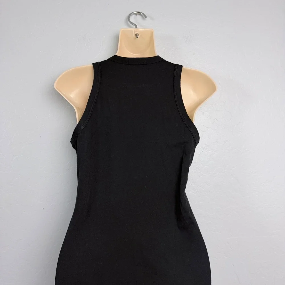 Standard James Perse Black Cotton Knit Split Neck Pencil Maxi Dress 1 Small - Picture 4 of 9